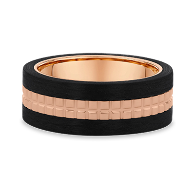 Leonardo Collection Carbon Fibre & Gold Alternative Band