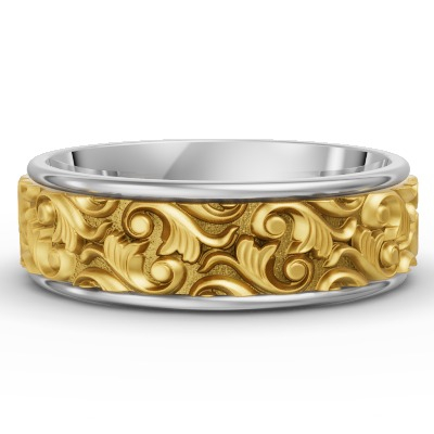 Leonardo Collection Carved & Engraved Wedding Ring